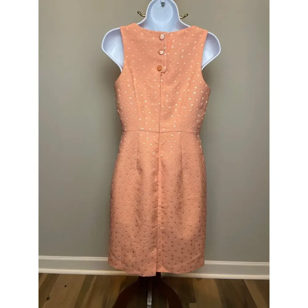 The Limited Peach Satin Thread Embroidered Sheath Dress Womens Size 4 - Picture 4 of 9